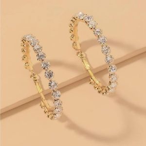 Gold 3/$30 Rhinestone Hoop Earrings